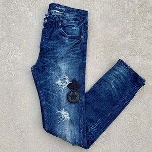 •Divided H&M Skinny Stretch Distressed Custom Jeans